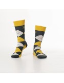 Yellow men\'s socks with the inscription SM19 - Online store - Boutique